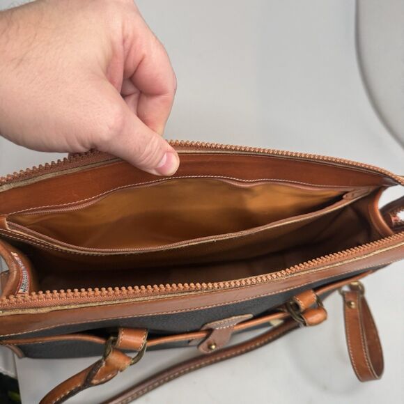 Dooney & Bourke Vintage AWL Satchel Black Pebble Brown Trim Model A5 085771 -GUC - Picture 15 of 16